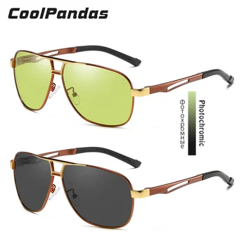CoolPandas Unisex Aluminija, Magnezija Pilotni Polarizirana sončna Očala Moških Photochromic Dan Nočna Vožnja Očala gafas de sol hombre
