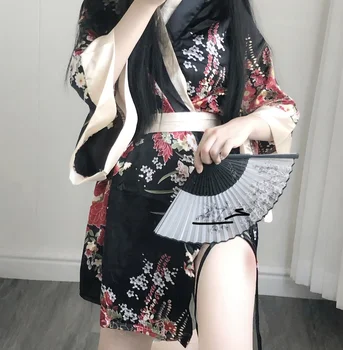 Dekle Nove Seksi Sakura Japonski Kimono Cosplay Enotno Haljo Cvetlični Kopalni Plašč Kratek Devica Vlogo Igra Moda Noč Halje Za Ženske