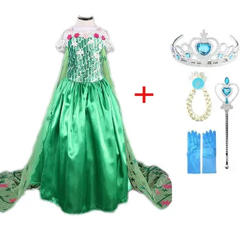 Dekleta, Ana Elsa Obleko Kostum za Otroke Princess Dress Snow Queen Elza Obleko Kostume Otrok Stranka Obleko za noč Čarovnic Modra Polno