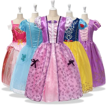 Dekleta Fancy Obleke Otroci Cindrella Sneguljčica Cosplay Kostum Princesa Belle Sofija Aurora Trnuljčica Zapleten Stranka Obleko