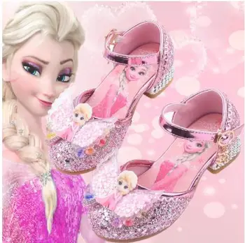 Dekleta Stranka čevlji Elsa Princesa Čevlji Usnjeni Bleščice Kristali Okrasnih Vozel Otroci Čevlji Elsa zavezat otrok Božično darilo
