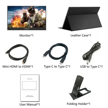 DELFIN hd zaslon 17.3-inch usb, hdmi tip c,za laptopphone,xbox,stikalo in ps4 prenosne igralne monitor