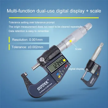 Digitalni Mikrometer Zunanji Mikrometer Karbida Namig 0-25/25-50/50-75/75-100 mm 0.001 mm Meritev/Inch Elektronsko Merjenje Orodja