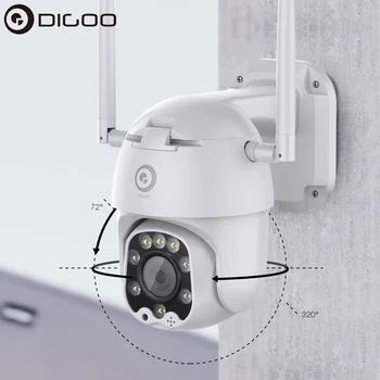 DIGOO GD-ZXC40 IP66 IR barvno Night Vision IP Kamero 320° PTZ 5MP 1080P 8 LED WIFI Hitrost Dome Kamera TF Kartico &Cloud Storage
