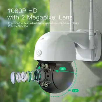 DIGOO GD-ZXC43 2 milijona slikovnih Pik 8 LED 1080P Smart IP Kamera Zunanja Speed Dome Kamere IR Nočno Vizijo Varnost Doma Monitor - EU Plug