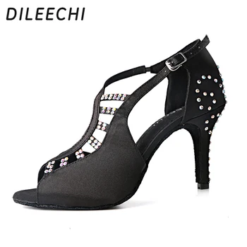 DILEECHI Vroče prodajo latinsko plesne čevlje ženska salsa Strokovno Ples Čevlji Dvorana Plesne Čevlje pete 85/75 mm