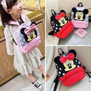 Disney risanke roza črni Mickey Minnie platno šolsko torbo srčkan fantje dekleta baby otrok vrečko majhen nahrbtnik lahki bookbag