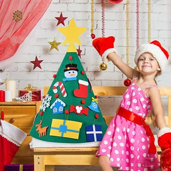 DIY Božično Drevo Počutil Krpo Otroci Igrače Puzzle Namizje Okraski, Božični Okraski, Umetno Drevo Novo Leto Darilo
