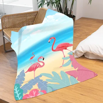 DIY po Meri Odejo Flamingo Jeseni in Pozimi Topel Kavč Odejo Digitalni Tisk, obojestranski Flanela Airable Odejo