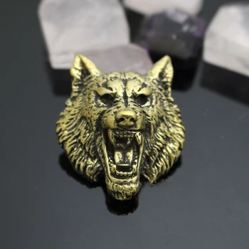 DIY usnje obrti trdni brass volk glavo design zakovice, vijaki dekoracijo denarnice gumb 34x28mm 5pcs/veliko
