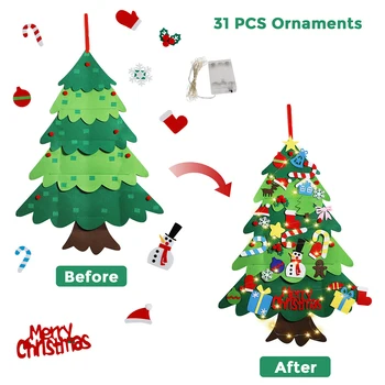 DIY Čutiti Božično Drevo Okraski Otroci Darila Steni Visi Xmas Tree 31pcs Okraski Božič Dekor Za Dom Stranka Dekor 2021