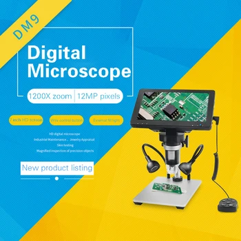 DM9 Digitalni Mikroskop s 7 palčni Nastavljiv Prikaz 1080p Full HD Kamera, USB Digitalni Mikroskop z 8 Zatemniti LED Luči