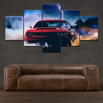 Dodge Challenger Hudič Steno HD Tiskanja Sodobne Umetnosti Slika 5 Delni Modularni Ozadje Plakat Dnevni Sobi Doma Dekor
