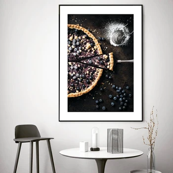 Doma Fig Vijolično Zelje, Sadje Pizza Hrane Plakat Minimalističen Kuhinja Wall Art Natisne Platno Slikarstvo Moderne Slike Jedilnica