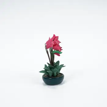 Dongzhur Vrt Lutke Miniaturni Gline, Orhideja, Roža Pot Krško 1:12 Lutka Hiša Miniature Dodatna Oprema Mini Rdeče Rose Vaza