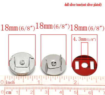 DoreenBeads 4 Sklope srebrne barve Magnetni Torbici Snap Zapirali/ Zaprtje za Torbici Torbici 18 mm(6/8