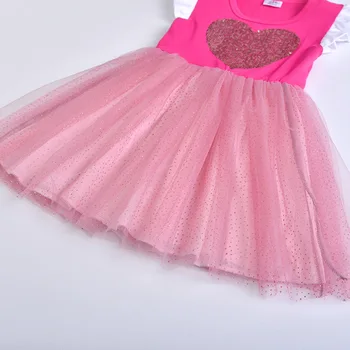 Dxton Novo 2019 Srce Tiskanih Dekle Obleko Bleščica Otroci Obleko za Dekle Poletje Samorog Otroci Oblačila Licorne Princesa Obleko SH4542