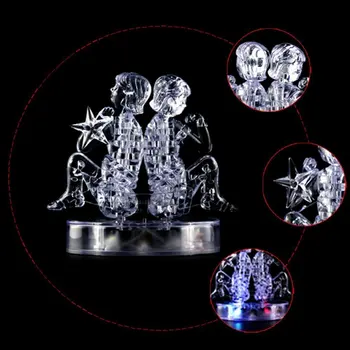 EBOYU(TM) DIY 3D Kristalno Puzzle Horoskop z LED Luči - Gemini