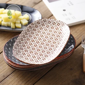 EECAMAIL Preproste Ustvarjalne Nordijska Underglaze Barve Keramične Posode za Gospodinjstvo 10 inch Ribe Ploščo Japonski Ovalne Ploščo