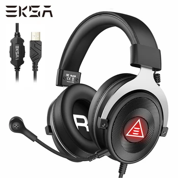 EKSA PC Gaming Slušalke Igralec ENC šumov E900 Plus USB, 7.1 Surround Slušalke Žične Slušalke z Mikrofonom Za PS4
