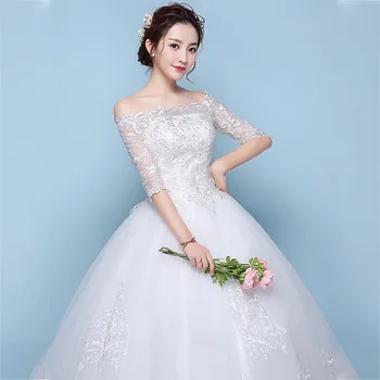 Elegantne Poročne Obleke je Yiiya BR698 Čoln Vratu Čipke Vestidos De Novia Pol Rokav Poročne Halje 2020 Poročno Obleko Plus Velikost