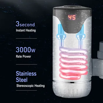 Električni Kuhinjski bojler Tapnite 30s Instant Tankless Hitro Ogrevanje s Toplo Hladno in Toplo vodo Digitalni Prikaz Puščanja Zaščitnik