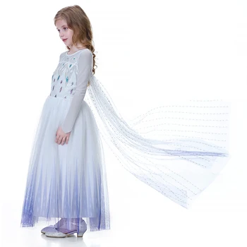 Elsa Princesa Bela Bleščica Obleko Za Dekle, Otroci Sneg Kraljica Elsa In Ana Vlogo Igrajo Obleke Otrok Gradient Dolgo Repo Kostumi