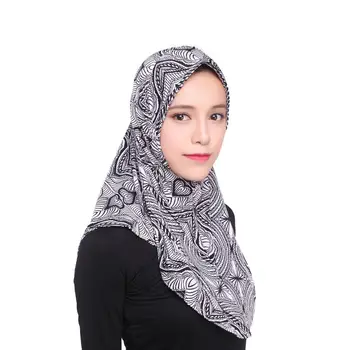 En Kos Amira Hidžab Muslimanske Ženske Print Head Zaviti Šal Šal Potegnite Na Pripravljen Nositi Hijabs Islamske Niab Nikab Instant Headscarf