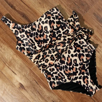 En Kos Kopalke Ženske 2021 Seksi Leopard Ženske Kopalke Monokini Push Up Kopalke Push Up Plažo Eno Ramo Bodysuit