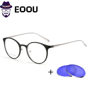 EOOUOOE TR90 Krog Očal Okvir Moški Ženske Gafas Mujer Očala Optičnih Očal Oculos de sol Razred Očala na Recept Indeks
