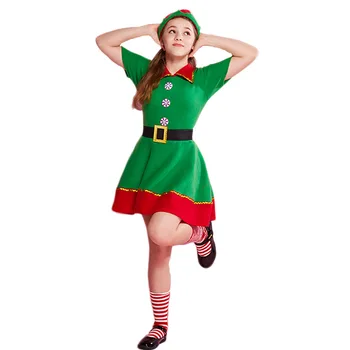 Eraspooky 2019 Zelena Božič Elf Kostum Obleko Odraslih Santa Claus Cosplay Družino Ujemanje Oblačila Otroci Novo Leto Stranka Obleko