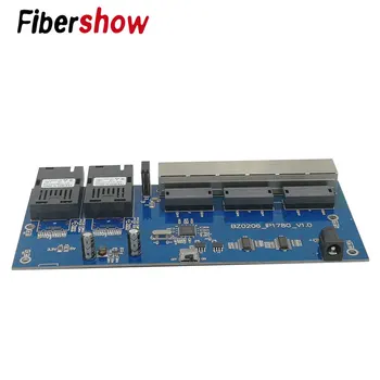 Ethernet Vlaken stikalo 6 RJ45 2 SC Optični Mediji Pretvornik Single Mode fiber Vrata PCB 10/100M