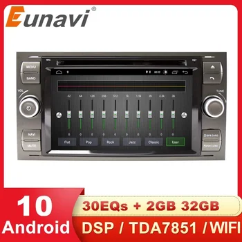 Eunavi 2 din Avto Multimedia Player Android 10 Avto DVD GPS Radio Ford Mondeo, S-max, Focus C-MAX, Galaxy Fiesta Obliki Fuzije DSP