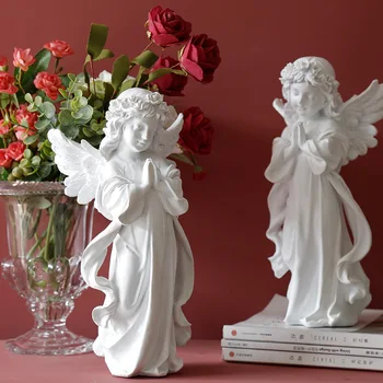 Evropski Angel Dekoracijo Obrti Ustvarjalne Smolo Namizni Okras Božič Praye Figurice Poročno Darilo Kip Doma Dekoracijo
