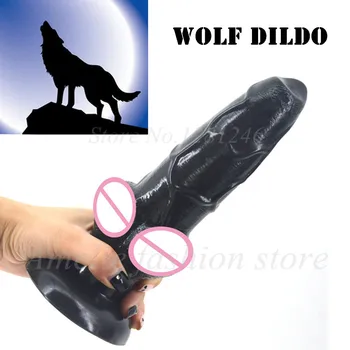 FAAK 20.3 cm*7.2 cm Velike Divje Živali Dildos Big Wolf Penis Black Dog Dildo Udarci Dick Analni Čep Spolnih Igrač Za Moške In Ženske Trgovina