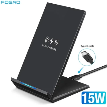FDGAO Qi Brezžični Polnilnik 15W USB C Hitro Polnjenje Stojalo za iPhone 12 11 XS XR X 8 Samsung S10 S20 Xiaomi Mi 10 9 Huawei P40 Pro