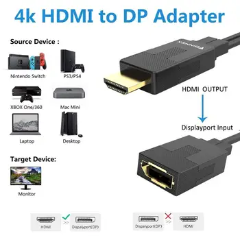 FOINNEX HDMI za DisplayPort Napajalnik/Pretvornik 4K 60Hz PC na Monitor HDMI Moški za DP Izhod Ključ z Zvokom