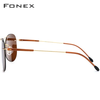 FONEX Titanove Zlitine TR90 Rimless sončna Očala Moških Ultralahkih Brezvijačno Ženske Pilot Letalske Polarizirana sončna Očala za Moške 851