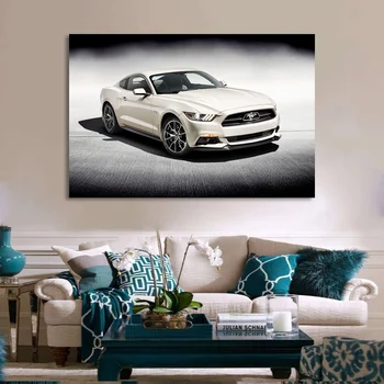 Ford Mustang GT Platno Natisne Bel Avto Kul Plakat Doma Dekoracijo Barvanje Sten v slikah, Modularno Dnevna Soba Št Okvir