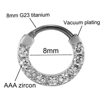 G23tItan 16 G Titanove Ear Piercing AAA Cirkon Kristalno Septum Nos Hoop Obroč Sijoče Telo Nakit za Moške in Ženske