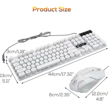 Gaming Tipkovnica LED Mouse Pad GTX300 Tipke Punk Krožne KeyCap Osvetljen Žično Mavrica Ergonomska Krog Ključnih Skp Mehanske Combo
