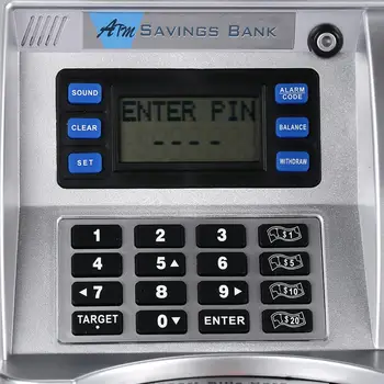Giantree Simulacija NAM ATM Shranjevanje Banke ATM Presence Banka, BANKOMAT Denar Varno Škatle z LCD Zaslonom Srebrna Otroci darilo denarja, sef