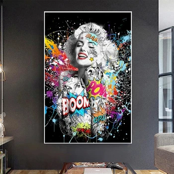 Grafiti Umetnost Slika Marilyn Monroe Portret Platno Stensko Slikarstvo Umetniške grafike, Plakati, Stenske Slike za Dnevni Sobi Doma Cuadros