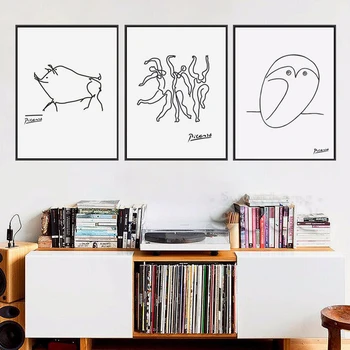 HAOCHU Sodoben Nordijski Minimalističen Picasso Povzetek Stenske Slike Platno Tkanina Slikarstvo Olje Plakat, Pes, Konj, Tiskanje Doma Dekor