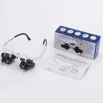 Head-Mounted 8X 23X LED Magnifier Dvojno Eye Glasses Loupe Objektiv Zlatar Watch Popravila Meritev Z LED Lučka 9892H-1