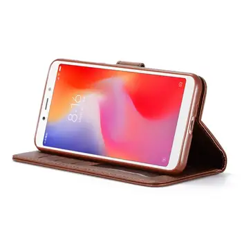 High End Luksuzni Usnjena torbica Za Xiaomi Redmi 6A / 7A / 8A Denarnice Reže za Kartice Flip Folio Pokrov Rdeče Mi 6 A Coque Fundas Par Kože