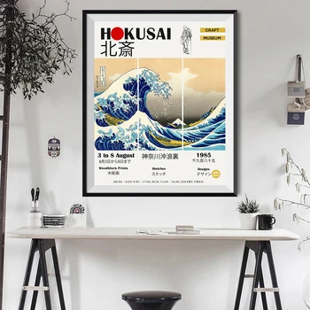 Hokusai Japonski Muzej Umetnosti Platno Poster Tiskanje Velik Val Razstava Pokrajina Stensko Slikarstvo Stensko Sliko za dnevno Sobo