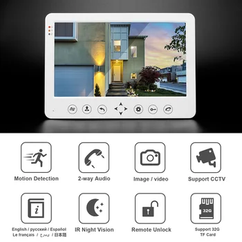 HomeFong Video Vrata Telefon Žično Video Interkom s Ključavnico 10 palčni Monitor 150° širokokotni Zvonec Doma Dostop do Sistema za Nadzor Kit