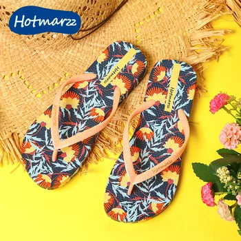 Hotmarzz Ženske japonke Pisane Tiskanja Sandale, ki Modne Plaži Copate