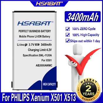 HSABAT AB2000AWMC 3400mAh Baterija za PHILIPS Xenium X501 X513 X523 X130 X623 X3560 X2300 X333